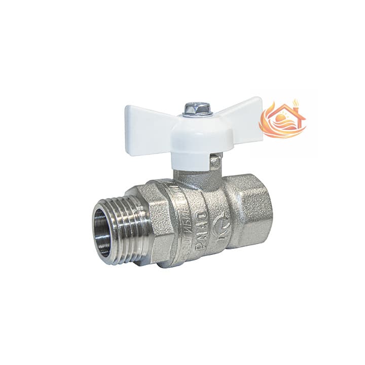 Кран шаровой DN-15 СТАНДАРТ 231 бабочка белая ВхН никель PN40 ГАЛЛОП