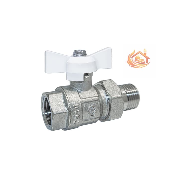 Кран шаровой DN-15 КРЕПЫШ 332 белая бабочка с удлинителем никель PN40 ГАЛЛОП