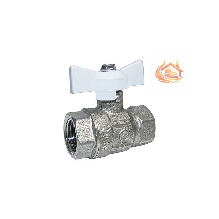 Кран шаровой DN-15 КРЕПЫШ 330 белая бабочка ВхВ никель PN40 ГАЛЛОП