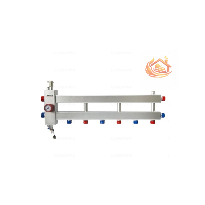 Гидроразделитель нерж. с коллектором горизонтальный, односторонний, 4 контура