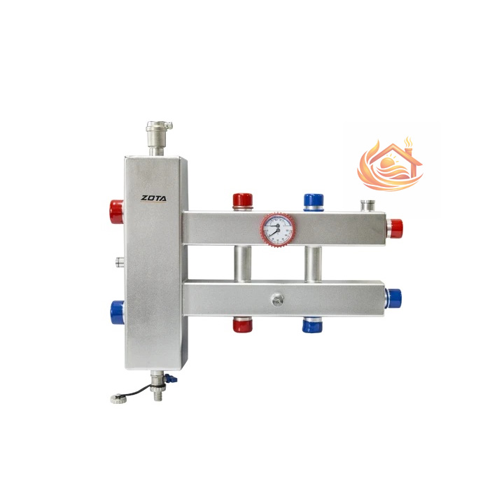 Гидроразделитель нерж. с коллектором горизонтальный, двухсторонний, 3 контура