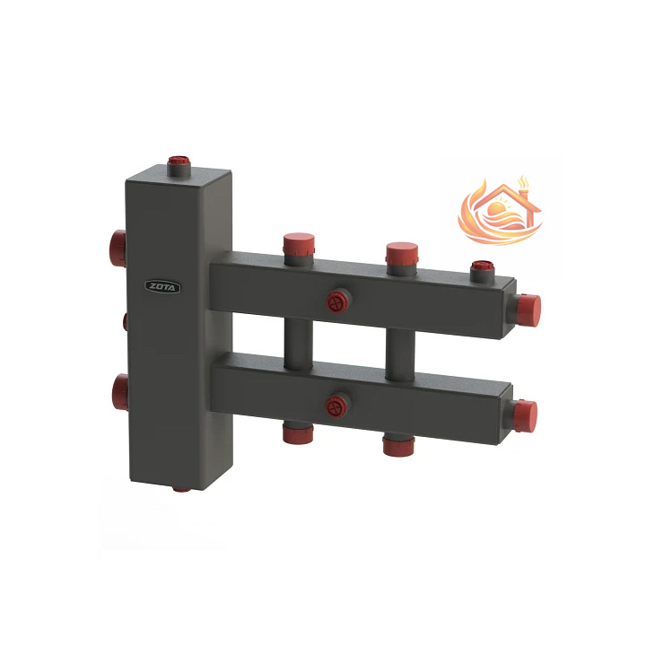 Гидроразделитель с коллектором горизонтальный, двухсторонний, 3 контура, до 70 кВт